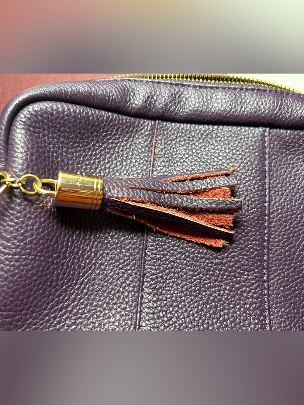 Pom Pom London City leather crossbody bag purple nightshade *flaw* - Picture 5 of 12